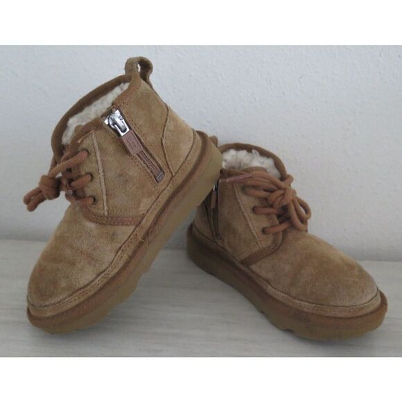 UGG 1017320T Kid's Sz 10 Chestnut Neumel II Suede Side Zip & Lace Up Boots $95+ - Picture 1 of 11